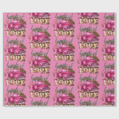 Pinkfarbener LKW für Liebe-Umschlagpapier Geschenkpapier (Flach)