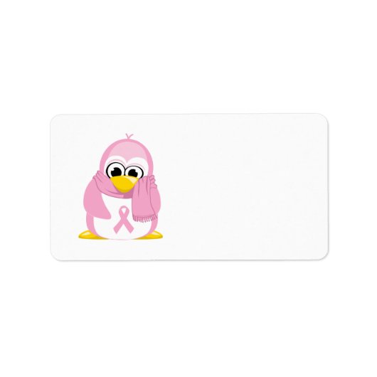 Pinkfarbener Pinguin Adressaufkleber (Vorne)