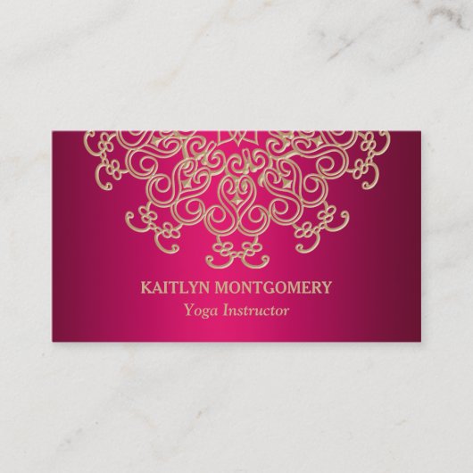 Pinkfarbener Rosa-und Goldverzierter Visitenkarte (Vorderseite)