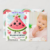 pinkfarbener Sommer eins in einer Melone ersten Ge Einladung (Vorne/Hinten)