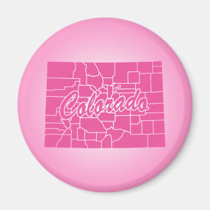 Pinkfarbener Staat Colorado Magnet