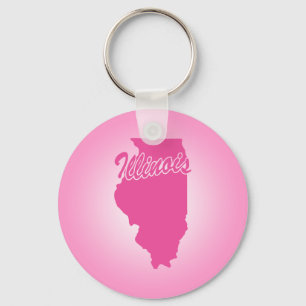 Pinkfarbener Staat Illinois Schlüsselanhänger