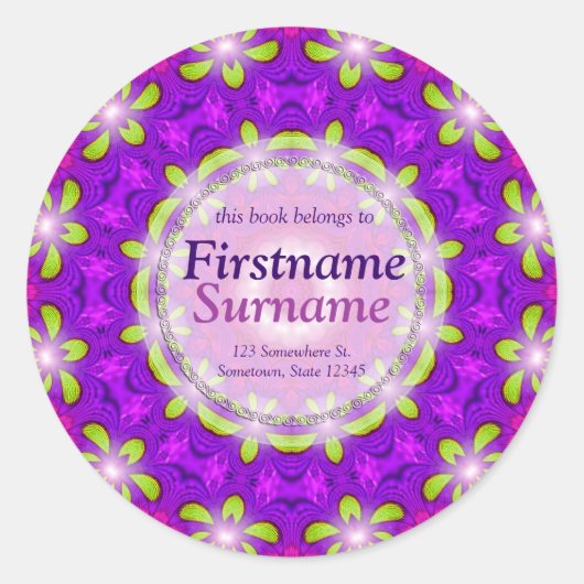 Pinkfarbenes Englischsprachiges Buchzeichen Geomet Runder Aufkleber (Vorderseite)