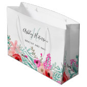 Pinkfarbenes, florales, mit Monogramm Make-up Große Geschenktüte (Rückseite Schrägansicht)