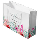Pinkfarbenes, florales, mit Monogramm Make-up Große Geschenktüte (Vorderseite Schrägansicht)