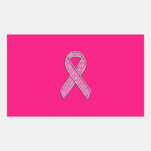 Pinkfarbenes Glitzer-Art-Rosa-Band-Bewusstsein Rechteckiger Aufkleber