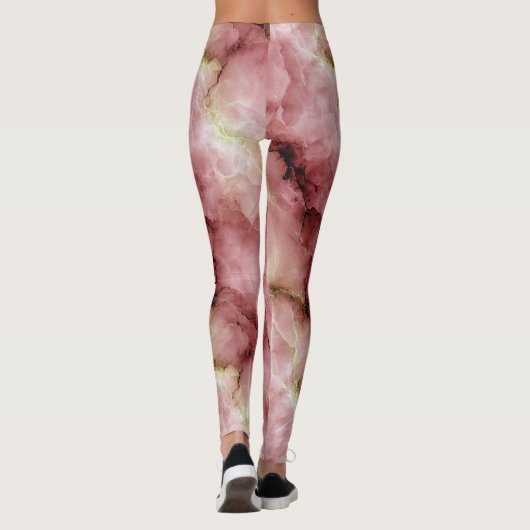 Pinkfarbenes Marmormuster Leggings (Rückseite)