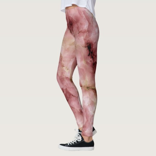 Pinkfarbenes Marmormuster Leggings (Links)