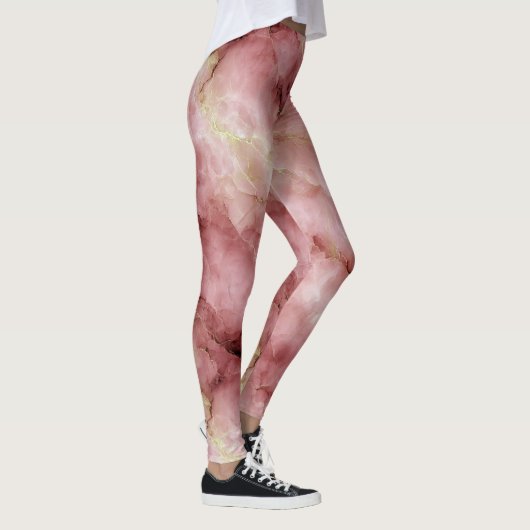 Pinkfarbenes Marmormuster Leggings (Rechts)