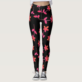 Pinkfarbenes orange schwarzes Blumen4cindy Leggings