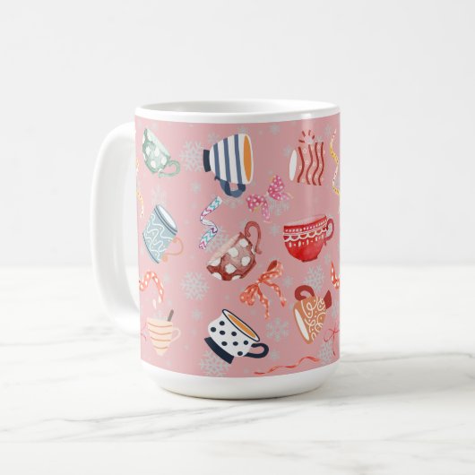 Pinkfarbenes Party Kaffeetasse (Vorderseite Links)