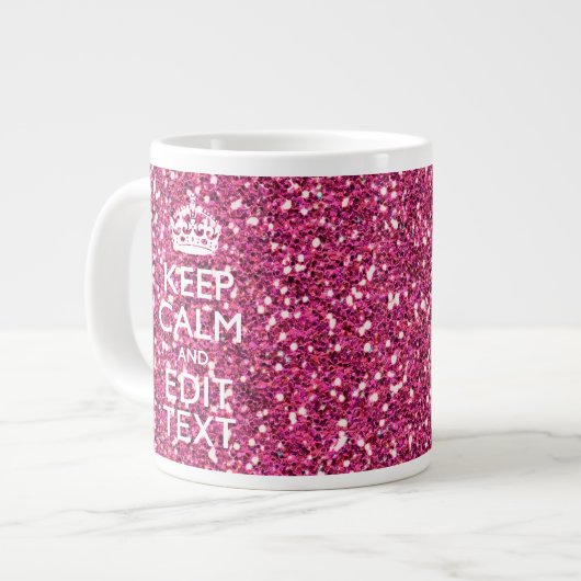 Pinkfarbenes Rosa behalten Ruhe, Ihren Text zu Jumbo-Tasse (Vorderseite Links)