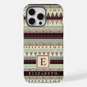 Pinkfarbenes, rosa, dunkelbraunes Aztekmuster iPhone Hülle (Rückseite)