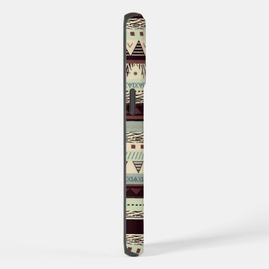 Pinkfarbenes, rosa, dunkelbraunes Aztekmuster iPhone Hülle (Rechte Seite)