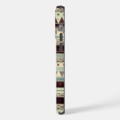 Pinkfarbenes, rosa, dunkelbraunes Aztekmuster iPhone Hülle (Linke Seite)