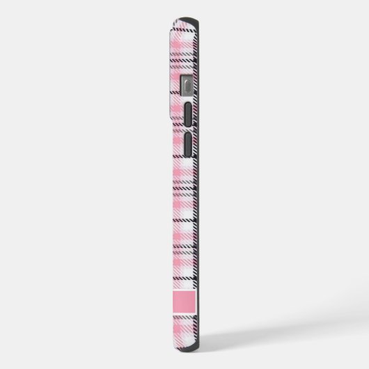 Pinkfarbenes, schwarz gekreuztes Muster iPhone Hülle (Linke Seite)