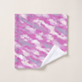 Pinkfarbenes und graues Aquarell Badhandtuch Set (Waschlappen)