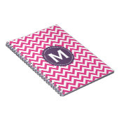 Pinkfarbenes weißes Monogramm-Zickzack Muster Notizblock (Rechte Seite)