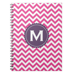 Pinkfarbenes weißes Monogramm-Zickzack Muster Notizblock