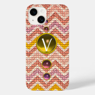 PINKGELBE GEMSTONEN UND MOSAISCHE CHEVRONS-MONOGRA Case-Mate iPhone 14 HÜLLE