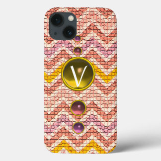 PINKGELBE GEMSTONEN UND MOSAISCHE CHEVRONS-MONOGRA Case-Mate iPhone HÜLLE