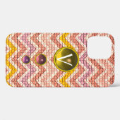 PINKGELBE GEMSTONEN UND MOSAISCHE CHEVRONS-MONOGRA Case-Mate iPhone HÜLLE (Rückseite (Horizontal))
