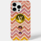 PINKGELBE GEMSTONEN UND MOSAISCHE CHEVRONS-MONOGRA Case-Mate iPhone HÜLLE (Rückseite)
