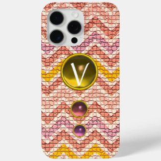 PINKGELBE GEMSTONEN UND MOSAISCHE CHEVRONS-MONOGRA Case-Mate iPhone HÜLLE