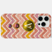 PINKGELBE GEMSTONEN UND MOSAISCHE CHEVRONS-MONOGRA Case-Mate iPhone HÜLLE (Rückseite (Horizontal))