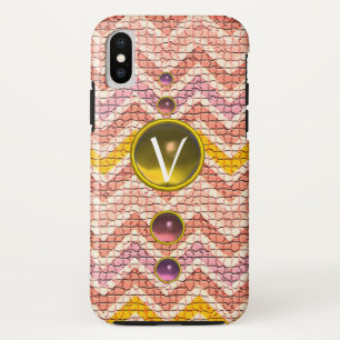 PINKGELBE GEMSTONEN UND MOSAISCHE CHEVRONS-MONOGRA Case-Mate iPhone HÜLLE