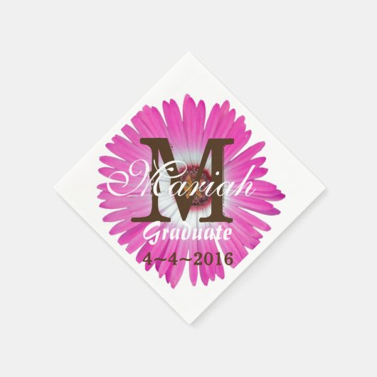 Pinkgerbera-Gänseblümchen-Monogramm-Servietten Serviette (Ecke)