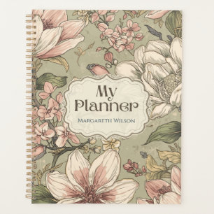 Pinkgrüner Blumen-Tagesplaner-Schülernotizbuch Planer