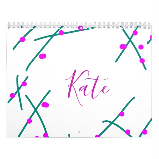 Pinkgrüner Kirschbaum Name boho retro rustikal fet Kalender (Titelbild)