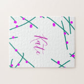 Pinkgrüner Kirschbaumname Boho Retro Rustikal Fett Puzzle (Horizontal)