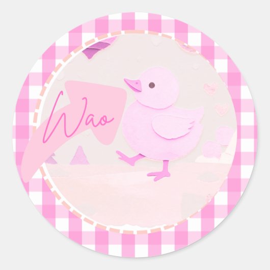 Pinki chik runder aufkleber (Vorderseite)