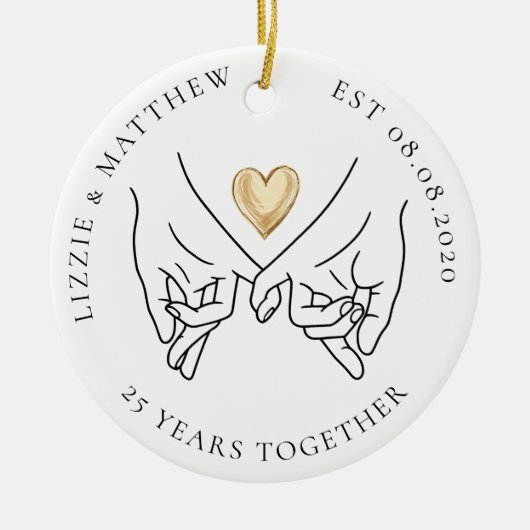 Pinkie Promise Heart Wedding Anniversary Foto Keramik Ornament (Vorne)