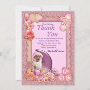 Pinkie-Rose New Baby Girl Danke-Card Dankeskarte