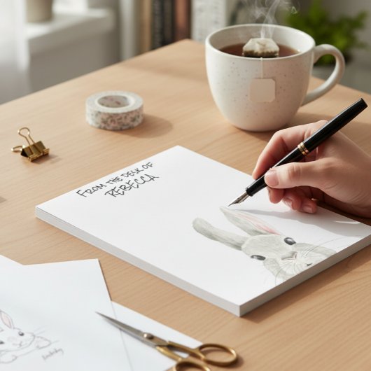 Pinking Bunny Rabbit vom Schreibtisch des Personal Notizblock