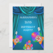 Pinking Clowns Boy's 2. Geburtstag doppelseitig Einladung (Vorderseite)