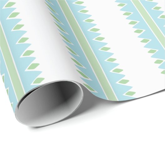 Pinking Stripe in Green and Aqua Geschenkpapier (Rolleneckpunkt)