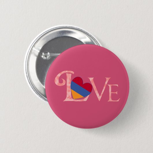 Pinkisch-armenische LIEBE Button (Vorne & Hinten)
