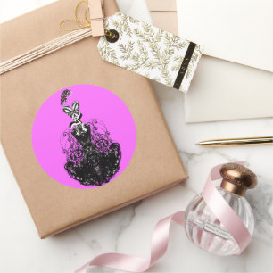 Pinkisch Lila Fuschia Vintag Retro Fashion Diva Runder Aufkleber