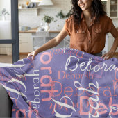 Pinkische Namen Typografie-Augenzwinkernfarbe Fleecedecke