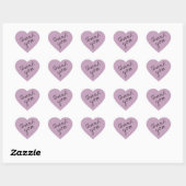Pinkish Lilac Herz Vielen Dank Sticker (Blatt)
