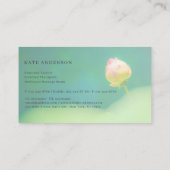 © Pinkish White Lotus Blume Grüne Visitenkarte (Rückseite)