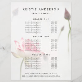 ©Pinkish White Lotus Blume Service & Preisliste Flyer