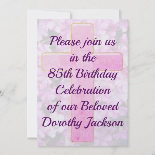 PINKKREUZ UND 85. GEBURTSTAGLICHE EINLADUNG (Vorderseite)