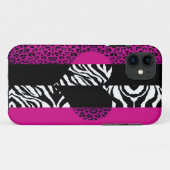 Pinkleopard-und Zebra-Tierdruck-Herz Case-Mate iPhone Hülle (Rückseite (Horizontal))