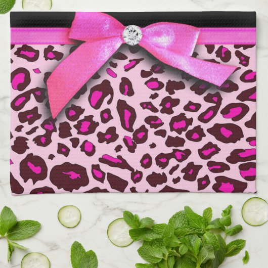 Pinkleoparddruckband-Bogengraphik Geschirrtuch (Gefaltet)