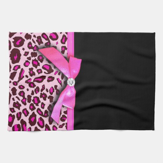 Pinkleoparddruckband-Bogengraphik Geschirrtuch (Horizontal)